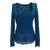 Lorain, Long Sleeves Mesh Top-Teal