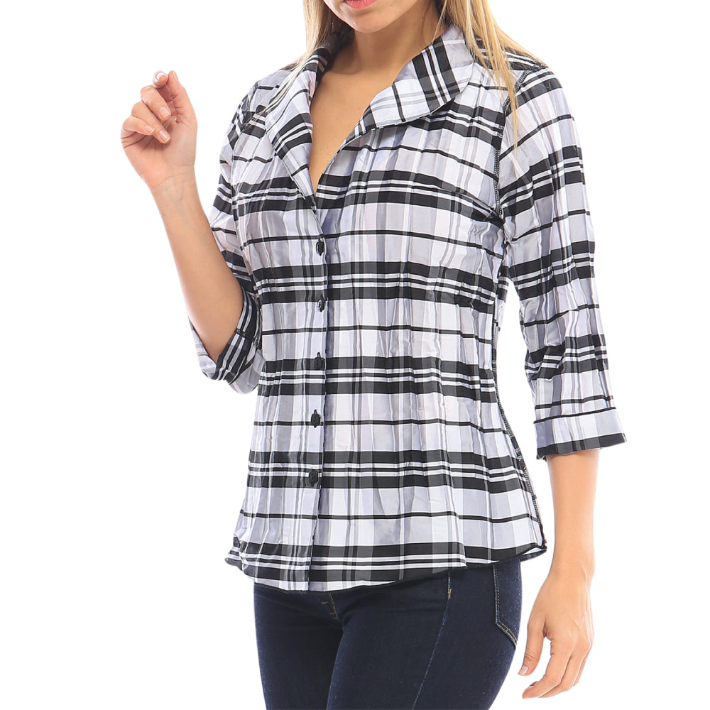 Clarendon Plaid, White/Black