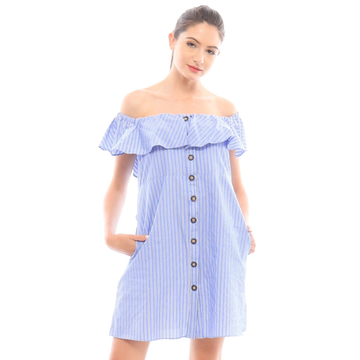 Valencia Dress, Blue Stripes